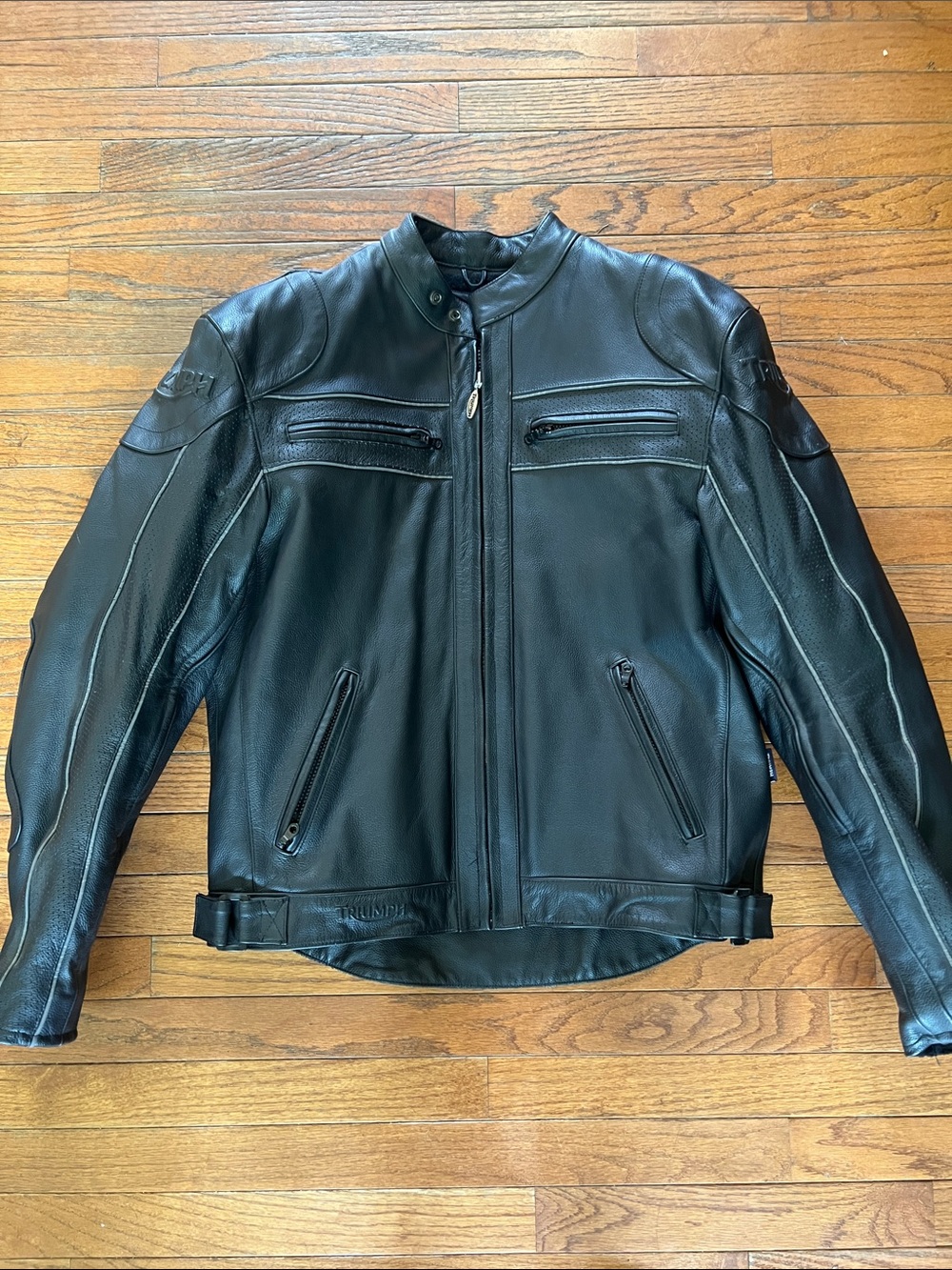 Vintage Triumph Black Leather Motorcycle Bomber Jacket 🖤🏍️
